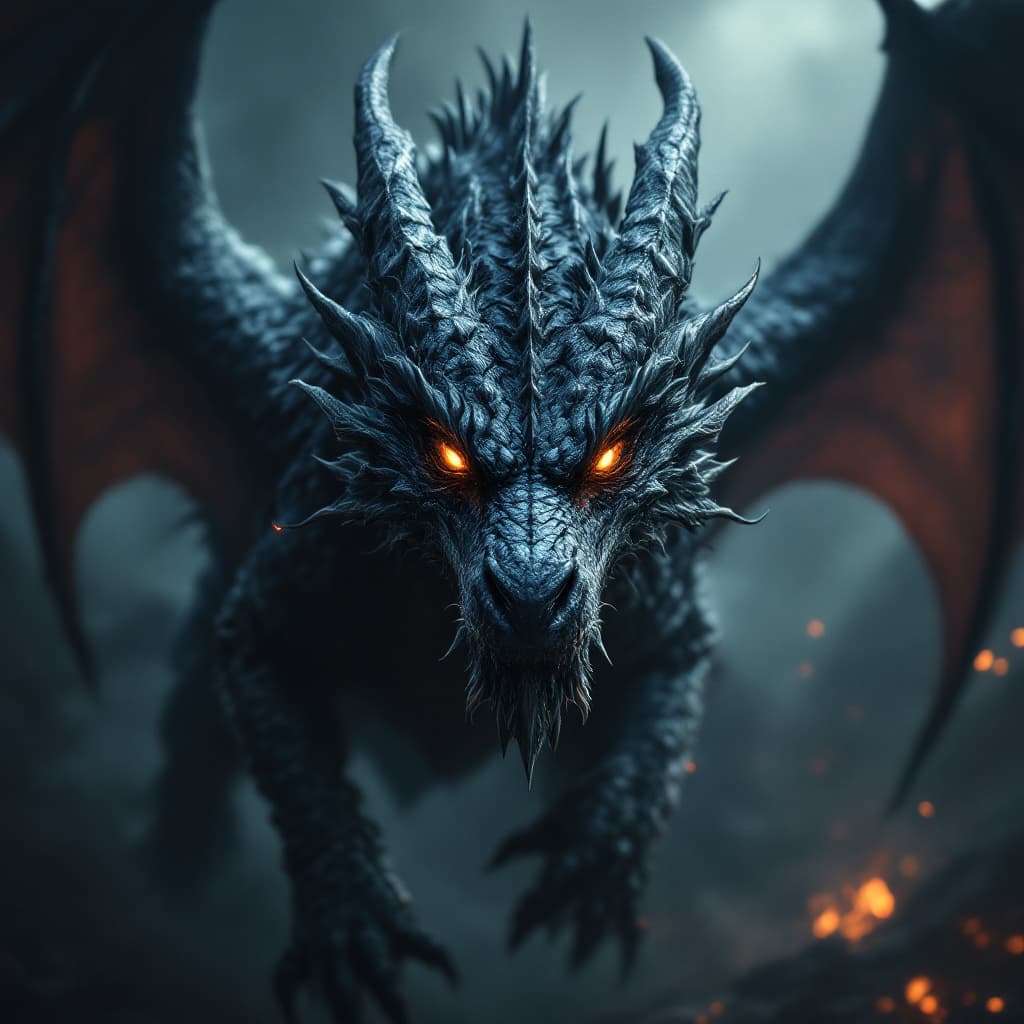 AI generated: A dragon with intricate details is shown in ultra high resolution and super UHD. The dragon is shown...
