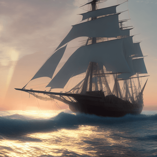 AI generated: Photo of a ultra realistic sailing ship, dramatic light, pale sunrise, cinematic lighting, battered,...