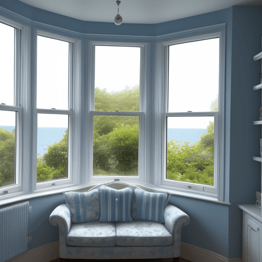 AI generated: photo of a blue bay window 