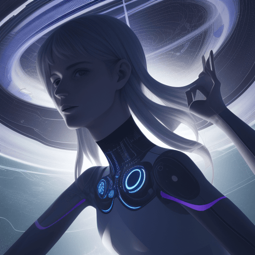 AI generated: Un univers futuriste 
avec des personnes qui s'enlace


