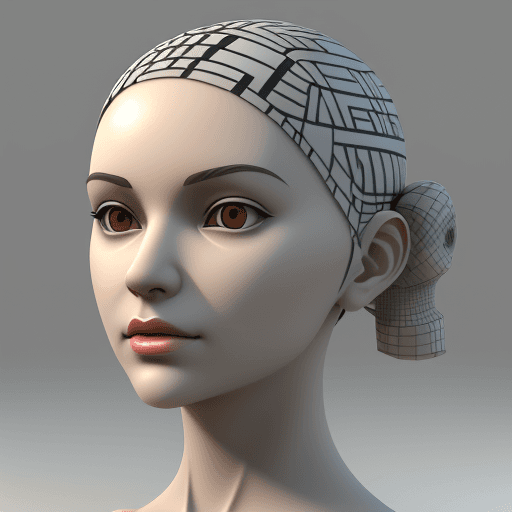 AI generated: create image of woman. Style a human head in Blender style, 3D unique art of a QR Code Human. A Huma...