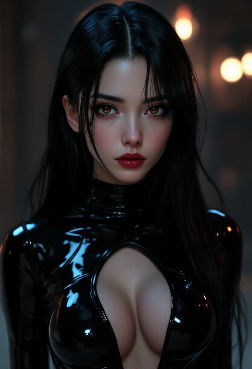AI generated: A 30-year-old anime woman with long straight black hair and reddish-brown eyes. He has pale skin and...