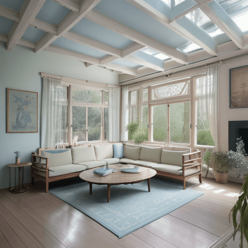 AI generated: High resolution photography interior design, dreamy sunken living room conversation pit, wooden floo...