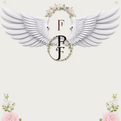 AI generated: decorative letter F with wings, for children design, background white
