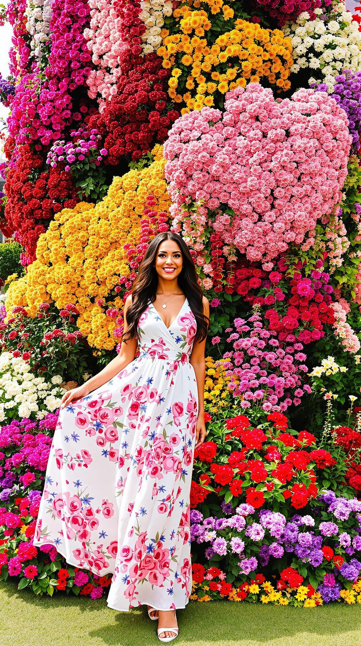 AI generated: 6. **Lateinamerikanische Frau in einem Sommerkleid im Miracle Garden**  
   Eine sinnliche lateiname...