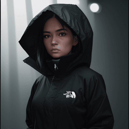 AI generated: North face black raincoat and black sweatpants,muted tones, photography, real, professional, 8k, sof...