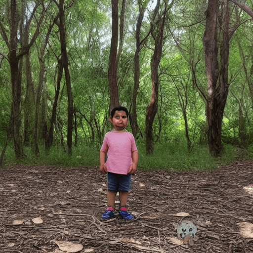 AI generated: un niño en el bosque con hadas 
