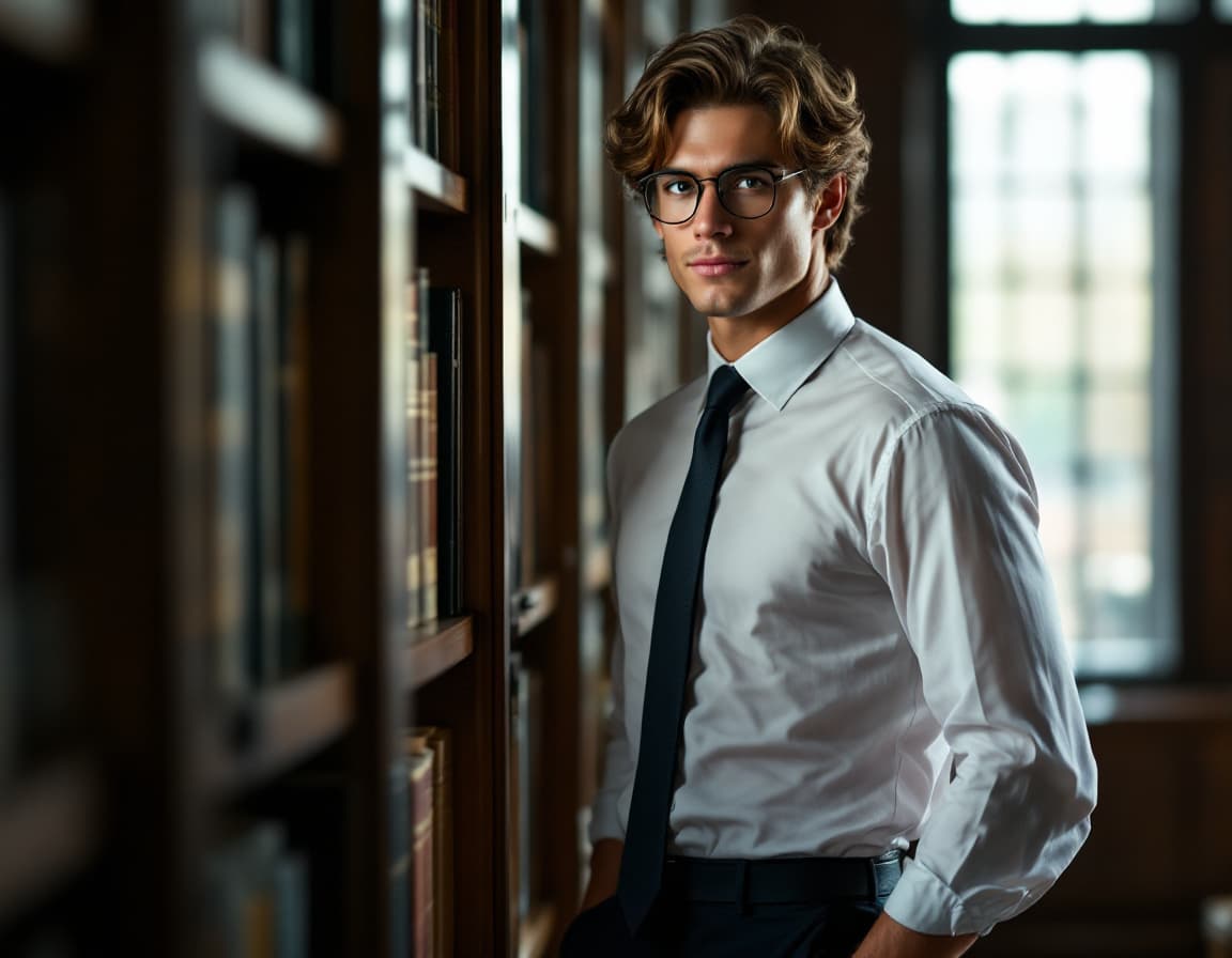 AI generated: Full-body photography, profile view of a breathtakingly handsome young male Instagram model, exuding...