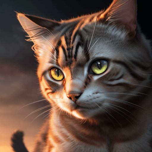 AI generated: Photo of a ultra realistic cat, dramatic light, pale sunset, cinematic lighting, battered, trending ...