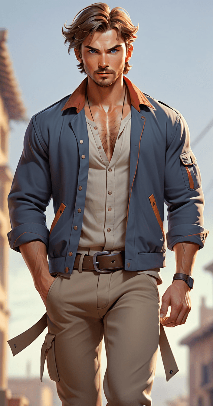 AI generated: solo, looking at viewer, shirt, 1boy, jacket, male focus, multiple boys, open clothes, solo focus, c...