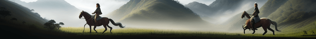 AI generated: from_below riding horse EvelynNobodySD15 colombia, beautiful man with his wife, Colombia mountains d...