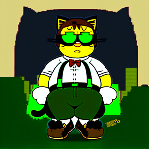 AI generated: Peter Griffin, full body, :3, cat ears, chibi, cat girl, cat tail, solo, slit pupils, masterpiece, b...
