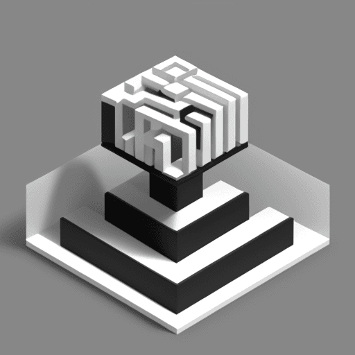 AI generated: create a isometric logo section like parametric furniture in black and white in the shape of a brain