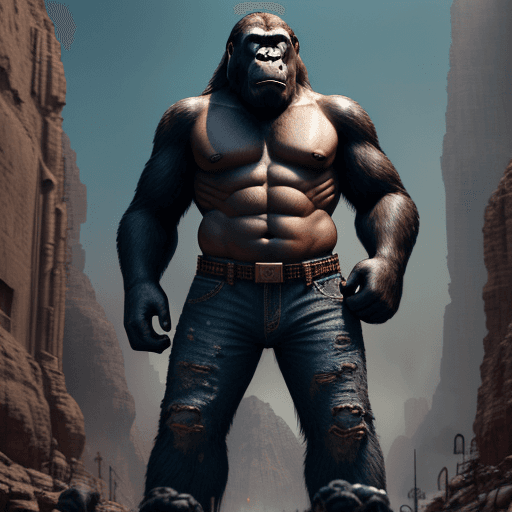AI generated: kong of apes from film Godzilla x Kong: The New Empire
 , fashion casual ape, sneakers, sunglasses, ...