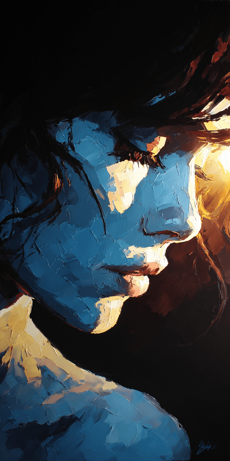 AI generated: a painting of a woman, in the style of brushstroke-intensive portraits, flowing brushwork --chaos 75...
