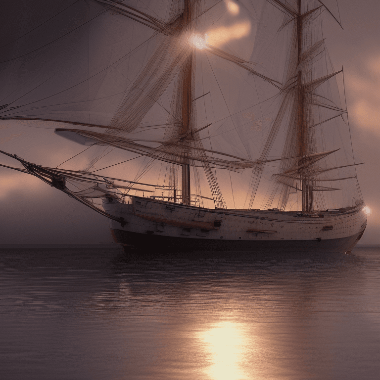 AI generated: Photo of a ultra realistic sailing ship, dramatic light, pale sunrise, cinematic lighting, battered,...