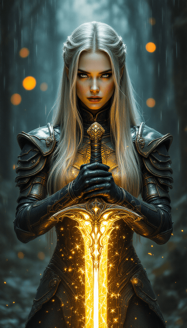AI generated: a highly detailed, rough-textured color pencil sketch of a fantasy-themed digital artwork featuring ...