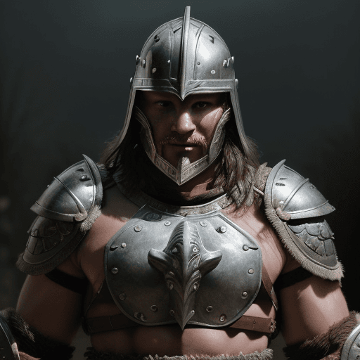AI generated: Male barbarian warrior, fantasy, gladiator, not human, glowing eyes, facing camera, finely detailed ...