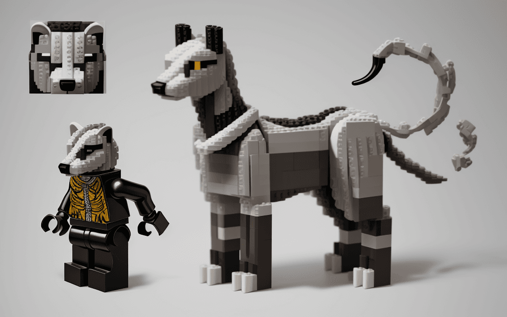 AI generated: some animal  all parts will be created by lego full body