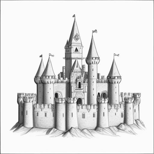 AI generated: Dibujo para colorear de un castillo medieval en forma de empanada venezolana.

