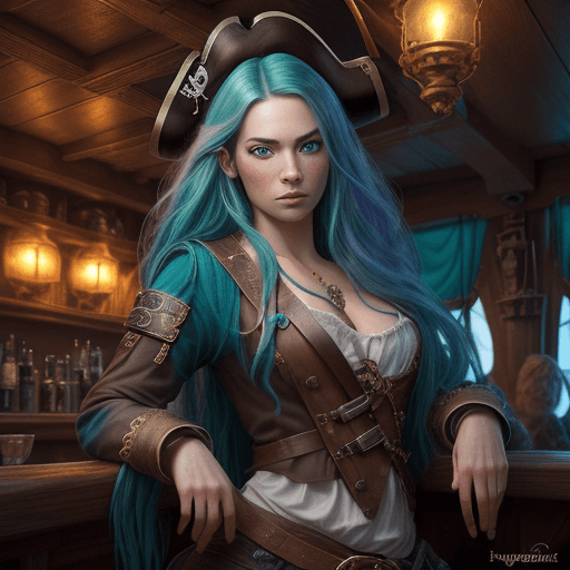AI generated: Use this picture to create a stunning realistic photograph portrait of a beautiful girl, (aboard a p...