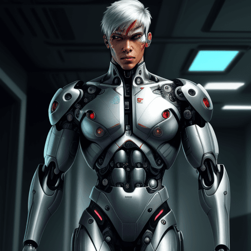 AI generated: cyborg, human, anime, futuristic, male