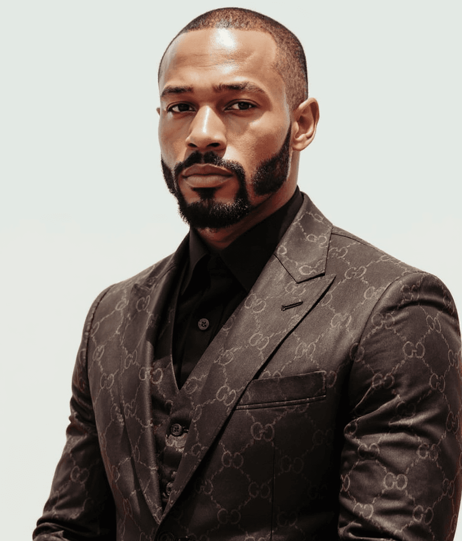 AI generated: an image of an attractive professional African American male in a Gucci designer suit .  Very stylis...