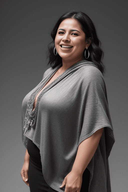 AI generated: dark background, dramatic light, backlight, rim lighting, (chubby:0.3), mexican woman 44yo, laughing...
