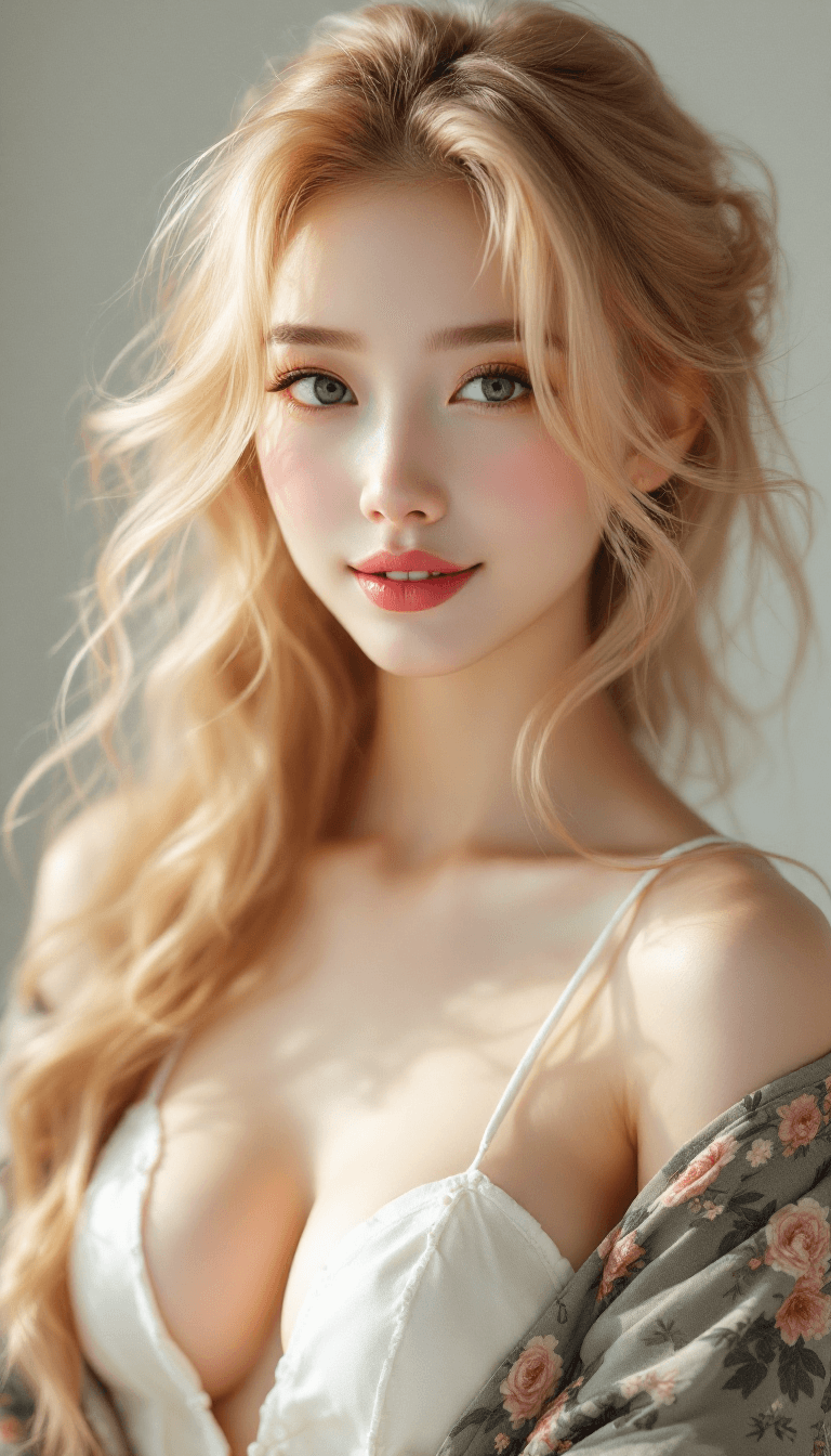 AI generated: Blond hair chines young women, gold, happy, pretty, cute --v 6.1 --ar 16:9