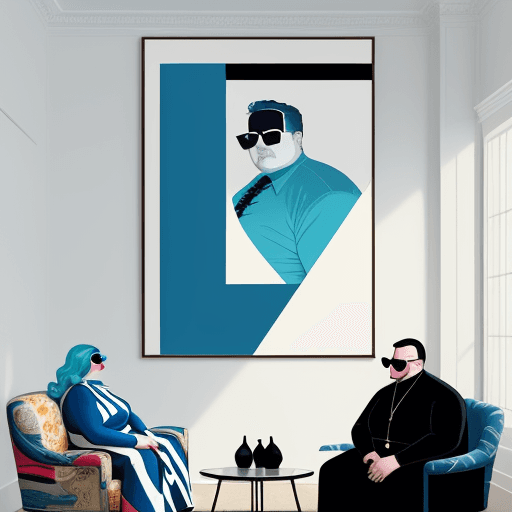AI generated: illustration-american style, minimalistic, poster graphic of a room with a view of the ocean, in the...