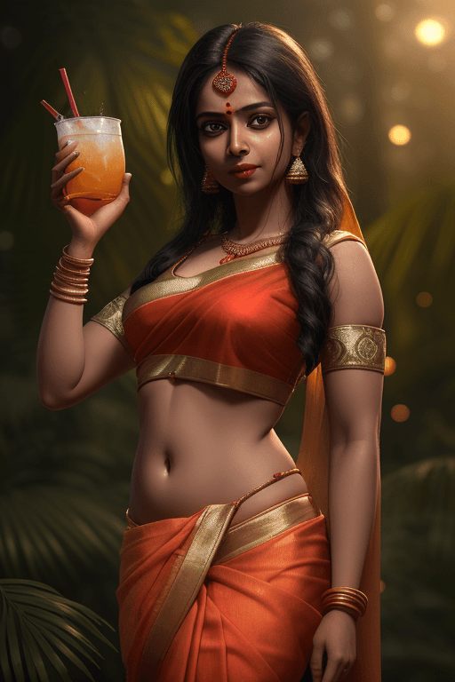 AI generated: /imagine prompt:bengali woman in saree very down navel only mixing drinks,hyper realistic,real like ...