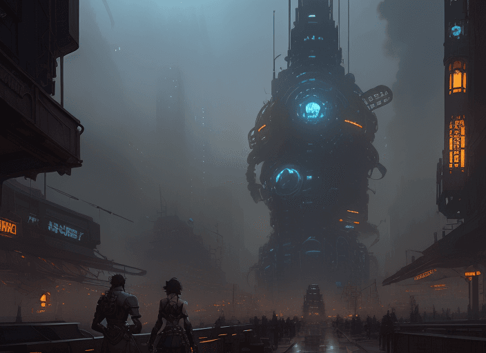 AI generated: concept art of an orcish dieselpunk city, key visual, ambient lighting, highly detailed, digital pai...