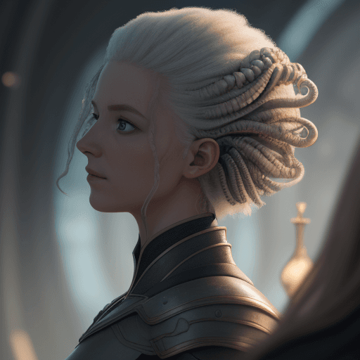 AI generated: wissenschaftler, zukunft, verrückt, weiße haare, 8k, fantasy, sci-fi,