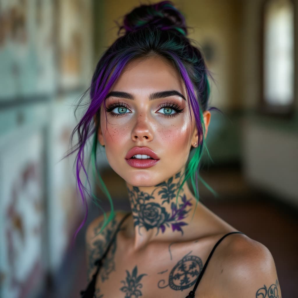AI generated: Photo of a ultra realistic headshot (full face and hair visible) of a models face,Her face has a wid...