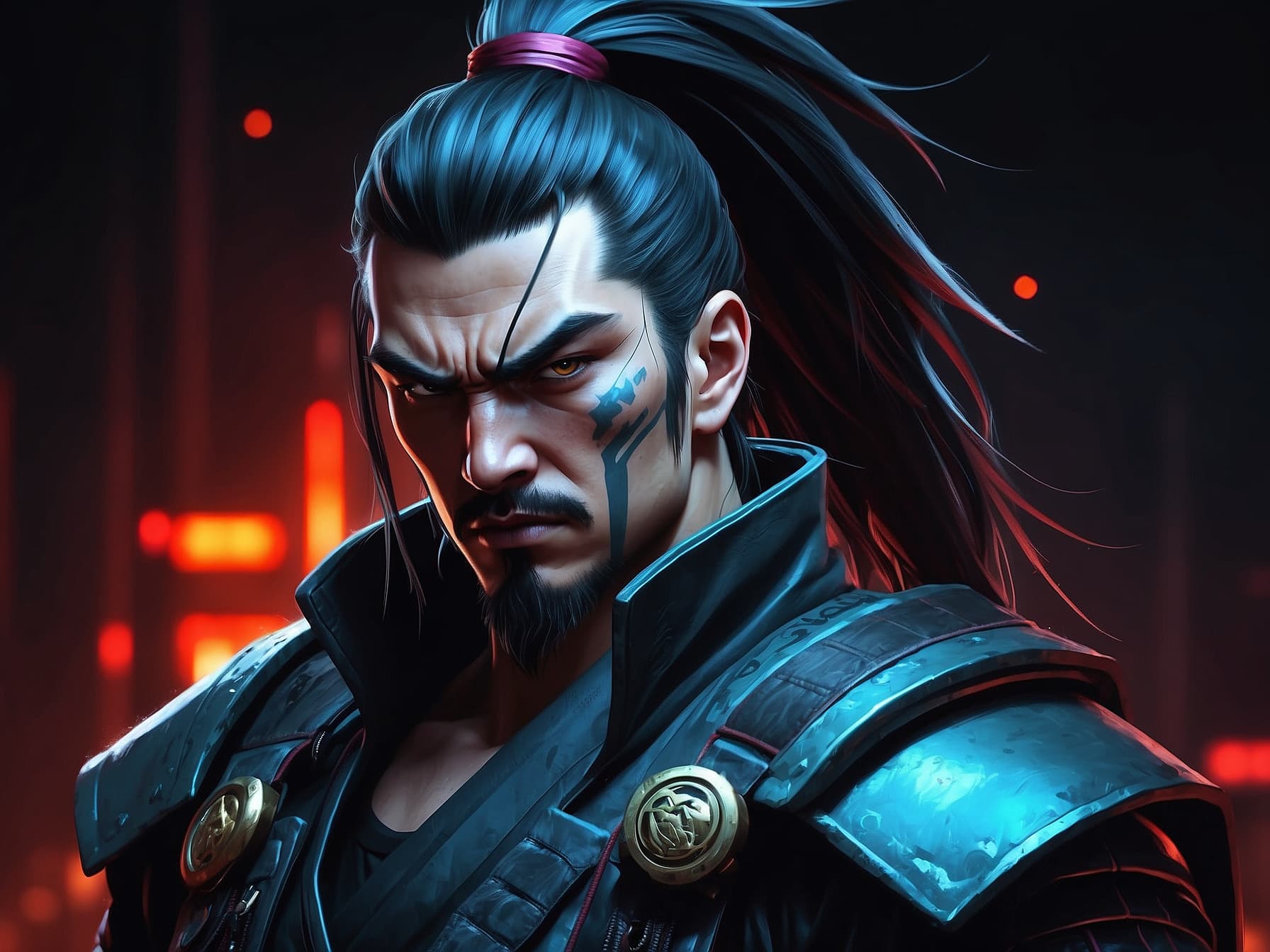 AI generated: a close up of a person wearing a costume, a character portrait by senior character artist, featured ...