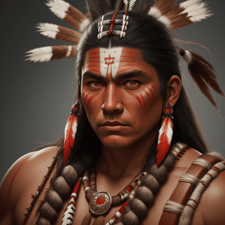 AI generated: a portrait, studio portrait, a stylized painting photograph of a native american  apache woman warri...