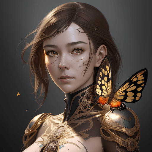 AI generated: 8k portrait of beautiful cyborg with brown hair, intricate, elegant, highly detailed, majestic, digi...