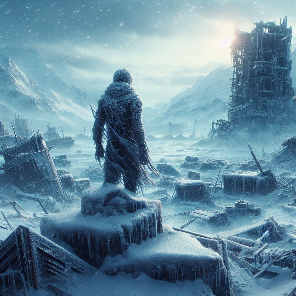 AI generated: full body image in a frostpunk world , very high detailed photorealistic cinematic image very high i...