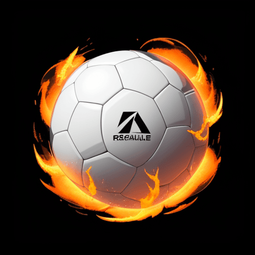 AI generated: Create a logo for a soccer team, showing a futuristic ball with lots of details and fire in 4k anime...