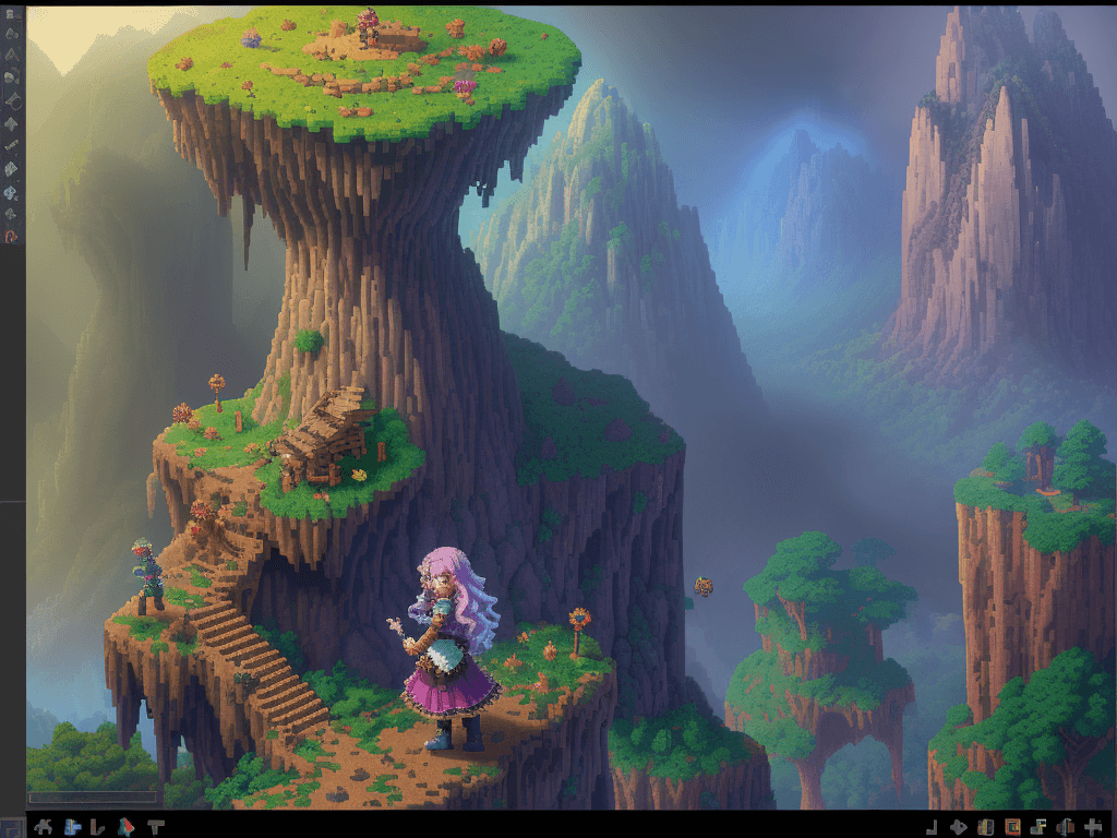 AI generated: more like pixel art. high pixeleted picture,2d pixel art, more like pixel art, bolnd hair girl facei...