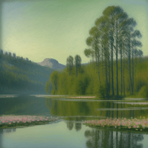AI generated: Scandinavian landscape in the style of Claude Monet