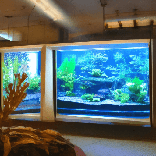 AI generated: Giant eyeglasses as windows to an aquarium