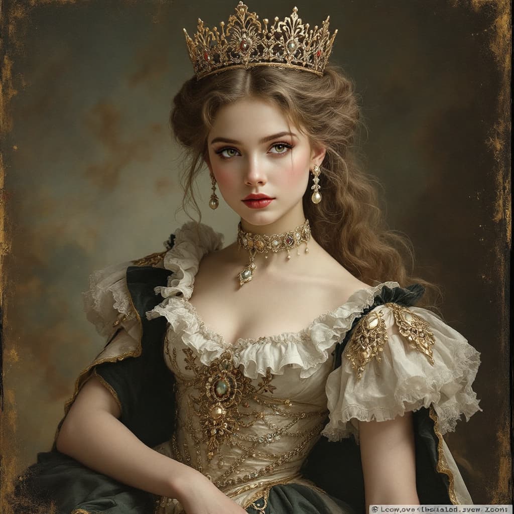 AI generated: princesa do inicio do seculo 19 inspirado na tik tok russa steshka, tem que ser igual a ela
