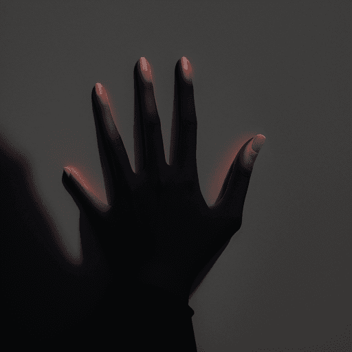 AI generated: This is a shadow of a woman's hand on a dark gray background