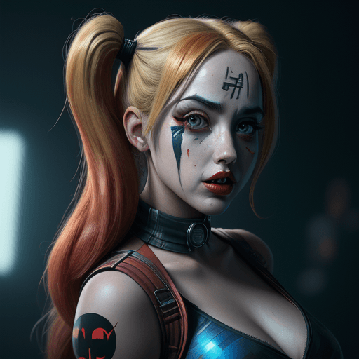 AI generated: portrait of Ana de Armas as a harley quinn. intricate abstract. intricate artwork. by Tooth Wu, wlop...
