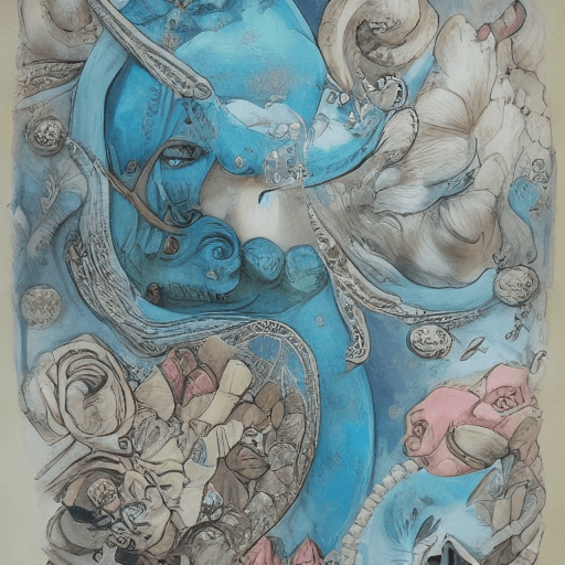 AI generated: Princess girl with wing, Blue, Pastel, glitter, dramatic, dreamy, pastel, Watercolor, Whimsical, Del...