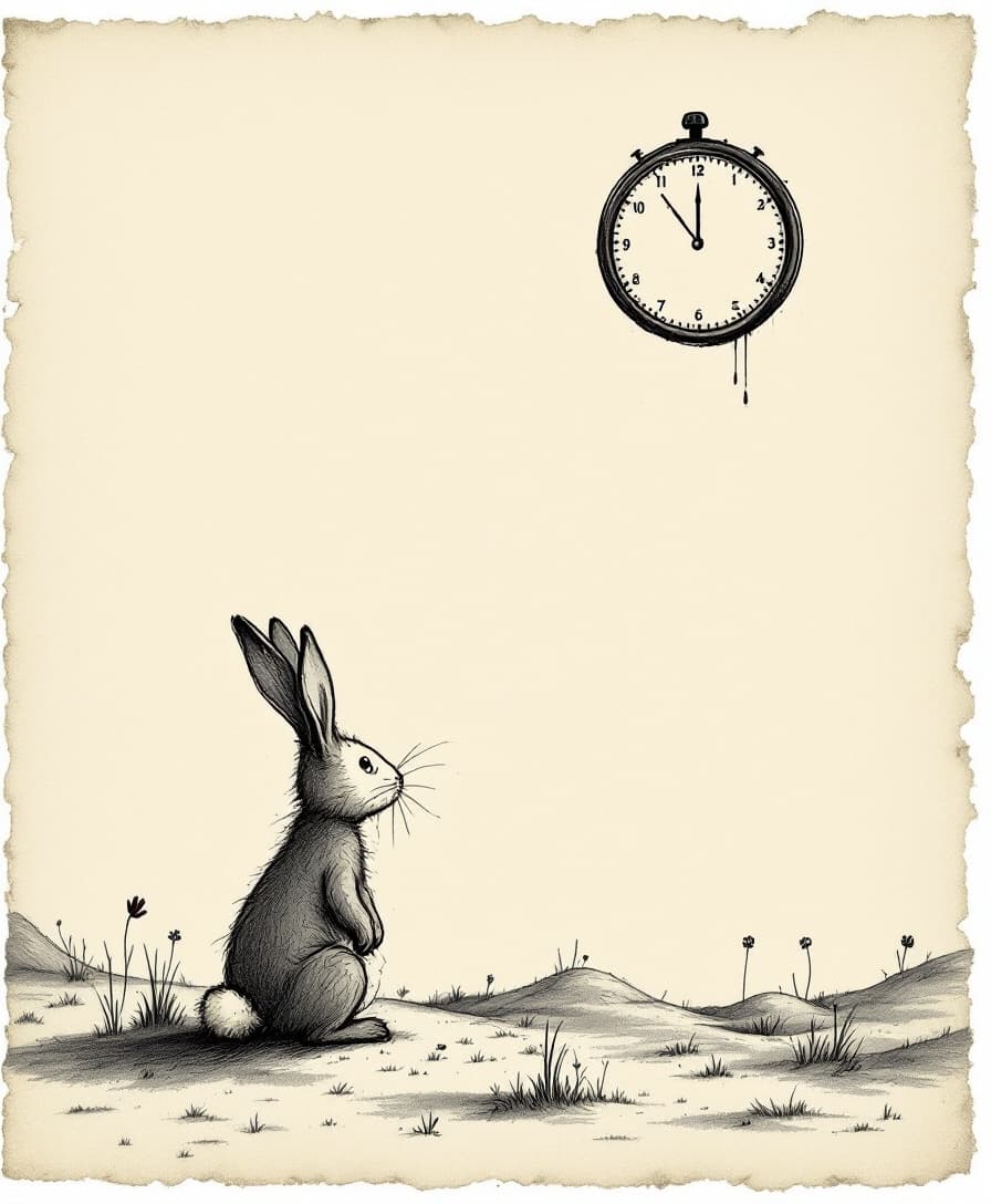 AI generated:  metaphysical illustration of alice in wonderland, it's no use going back to yesterday, because I wa...