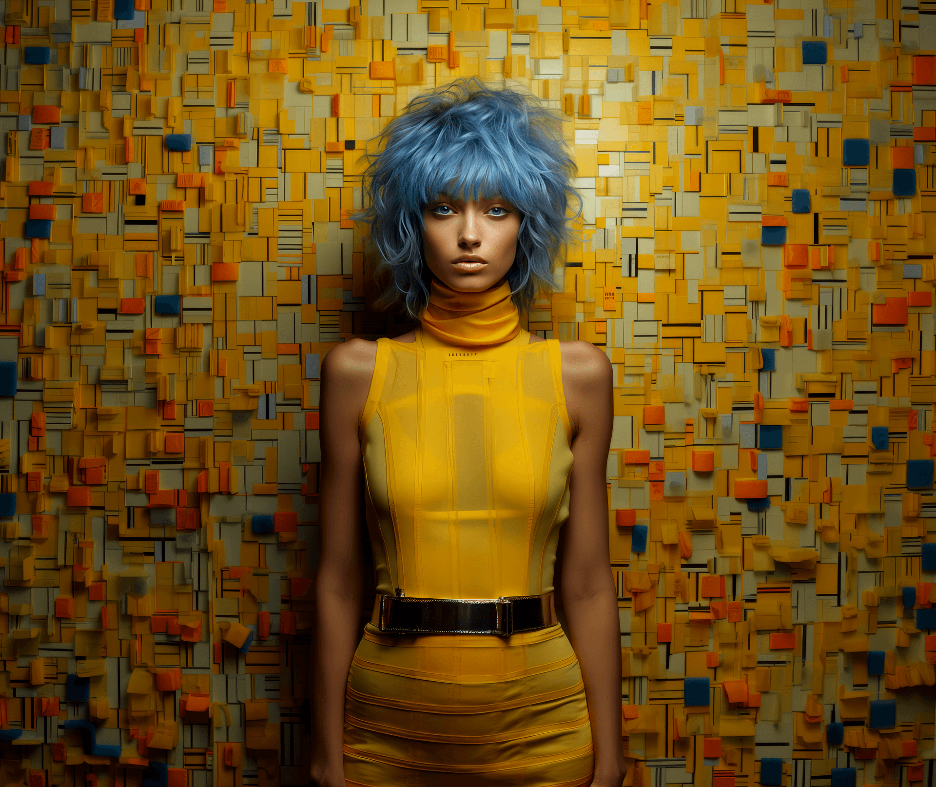AI generated: the pictures are taken from omi's new campaign for the label, in the style of short yellow and blue,...