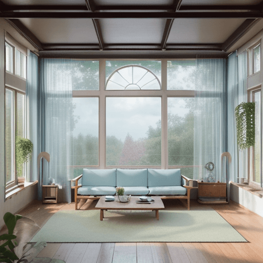 AI generated: High resolution photography interior design, dreamy sunken living room conversation pit, wooden floo...