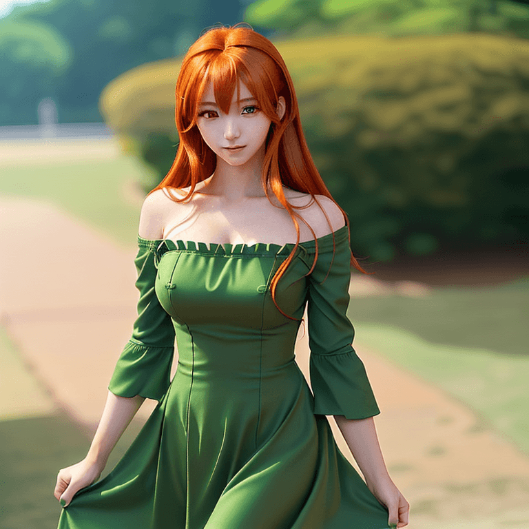 AI generated: A detailed high quality 2D anime picture of a super beautiful woman with brown, smooth orange hair w...